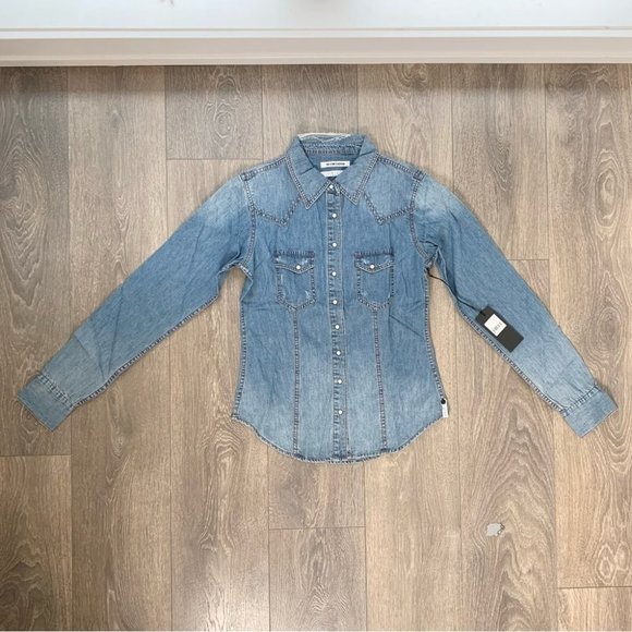 One Teaspoon Zeppelin Savannah Chambray Denim Shirt Button Down Distressed - Picture 4 of 16